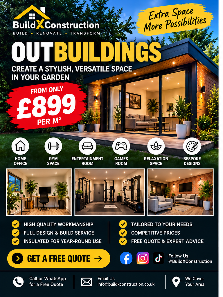 Outbuildings from £899 per m²